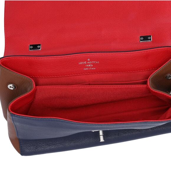 Louis Vuitton Lockme II Handbag M42859 Red Dark Navy Brown Leather - Picture 6 of 8